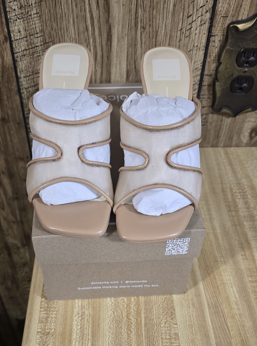 Dolce Vita Women’s Nude Slide Sandal - Beige Square Toe Mule